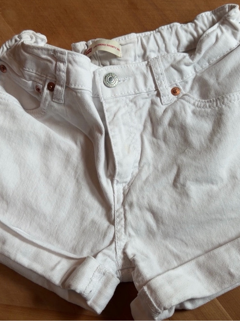 Levi's White Roll-Cuff Kids Shorts
